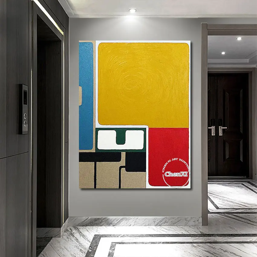 

Unframed Red And Yellow And Blue Abstract Art Oil Painting On Canvas Large Handmade Wall Art Modern Office Room Decoration