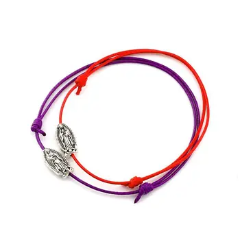 

50pcs Wax rope weave Bracelet Zinc Alloy Virgin Mary Beads Adjustable Cord Wrist handmade DIY 2color C-54