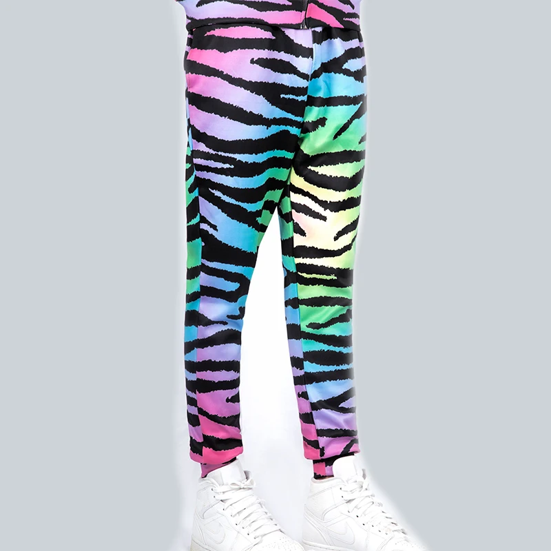 UJWI Толстовка в разноцветную полоску с 3D принтом зебры, штаны, Мужская одежда для пар, дышащая толстовка с капюшоном+ брюки, комбинированный костюм, Прямая поставка - Цвет: PA02163B