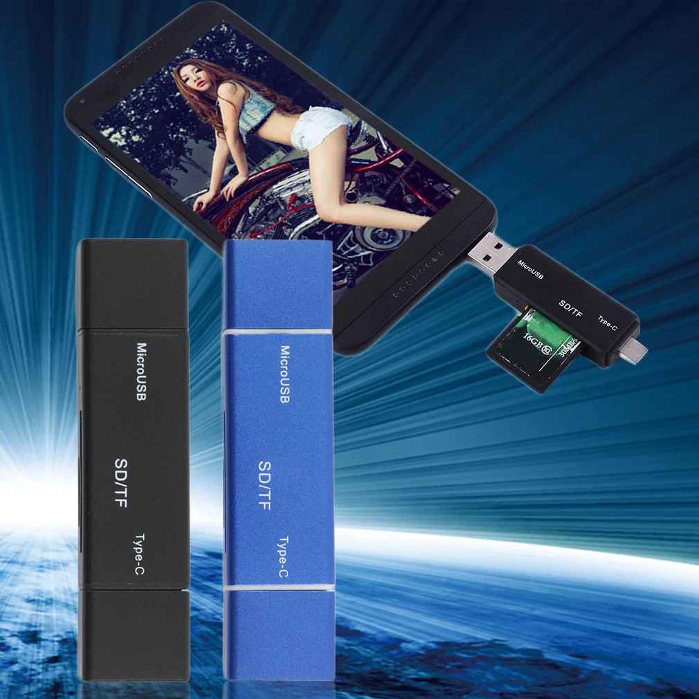 Супер высокая скорость OTG адаптер для мобильного телефона type-C кард-ридер USB-A Micro кард-ридер для ноутбука PC черный/синий Прямая поставка