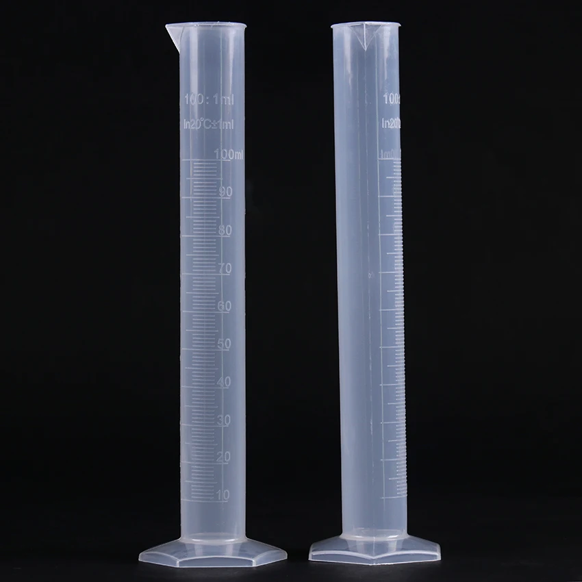 100 мл пластиковый измерительный цилиндр лабораторная жидкость для измерения градуированных пробок прозрачный белый пластиковый химический инструмент