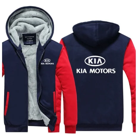 Осенне-зимняя мужская толстовка с капюшоном, теплая толстовка KIA Motors, рекламная куртка, утепленные пальто на молнии, флисовая одежда q f - Color: 4