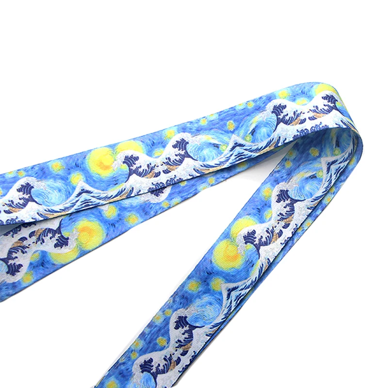 PC206 Звездная ночь и Kanagawa брелок с жетоном ID Lanyards держатель для ключей нашейные ремешки Ремешки