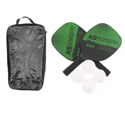 Deluxe Pickleball Paddle Set Includes 2 Rackets with Comfort Grip 4 Balls