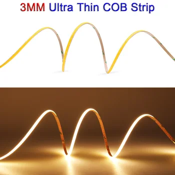 MALIIGAZA COB LED 스트립 라이트 바, 방 장식용 유연한 선형 조명 LED 테이프, 3mm, RA90, 3000K, 4000K, 6500K, 400LED/M, 12V