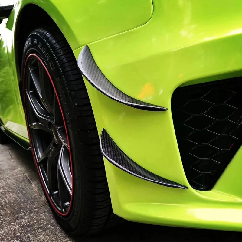 New 4Pcs Universal C Style Carbon Fiber Front Bumper Canards Shark Fins Deflectors Lip Kit Canards Splitters