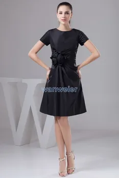 

free shipping 2014 new design hot gown good quality custom size/color short sleeve cap sleeve black Mother of the Bride Dresses