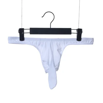 

Men's Briefs Sexy Low Rise Briefs Stretchy Breathable Bulge Sheath JJ T-Back Thong Solid Color Underwear Male Underpants