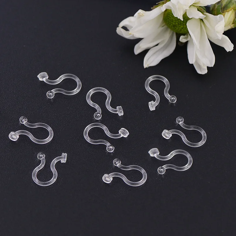 От производителя; Pierceless Clip-on Япония экспорта, не вызывает аллергию, каучуковые серьги-клипсы на u-образной формы прозрачный уха украшения для ногтей