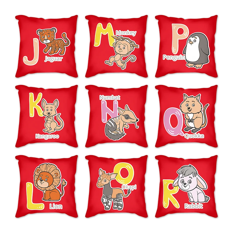 

Red English Alphabet Cushion Cover Pink Floral Letters Pillowcase Livingroom Sofa Couch Bed Decorative Pillows Cushion Covers