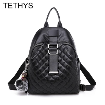 

TETHYS Fashion Women Backpack for Teenage Gilrs Luxury Designer Backpacks Female High Quality PU Leather Travel Bag Pack Mochila