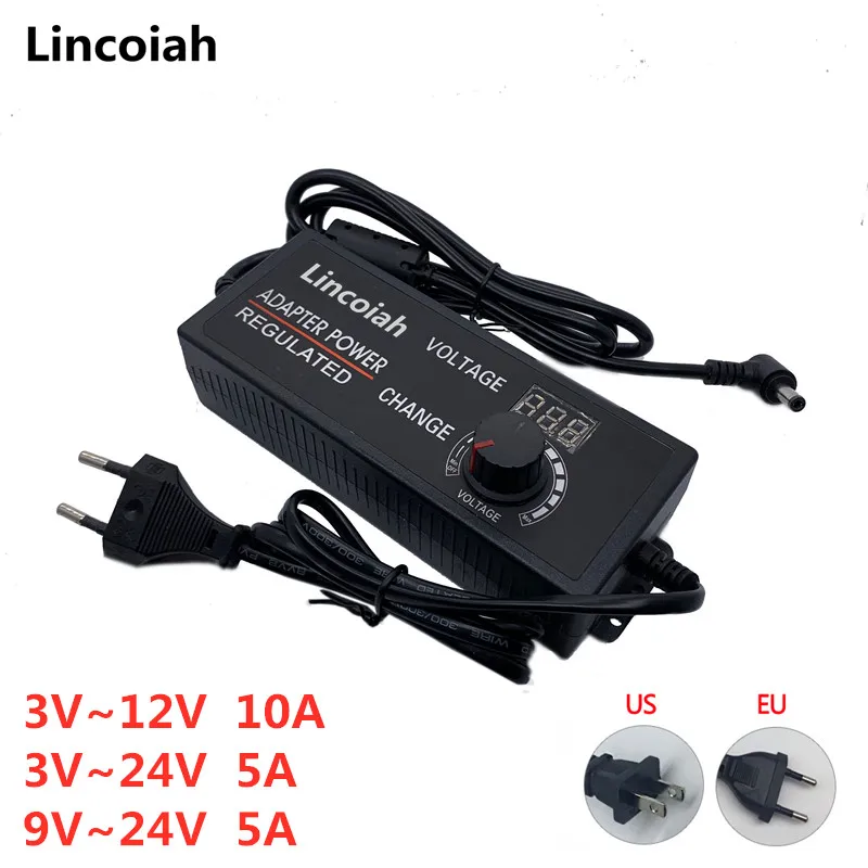 Description Picture 2 of itemAdjustable 3V-12V 9V-24V 12V-24V 5A 10A Universal AC/DC Adapter with Display Screen Voltage Regulated Switching Power Converter