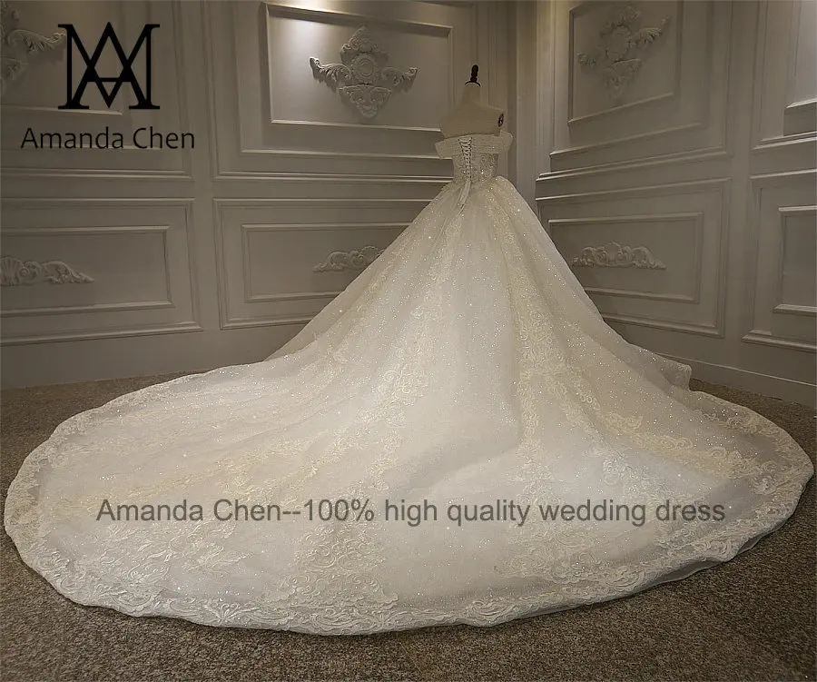 Hochzeitskleid с открытыми плечами кружева аппликация Новое свадебное платье