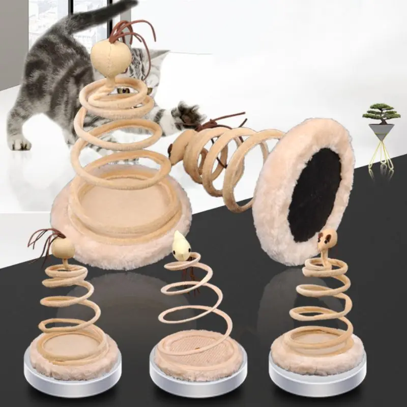 New Cute Funny Cat Toy Spiral Spring Tray Cats Pet Playing Training Supplies M0XD