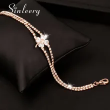 SINLEERY, очаровательные, полностью кубические циркония, четырехлистный цветок, браслеты, браслет для женщин, розовое золото, цвет, ювелирные изделия Sl243 SSB