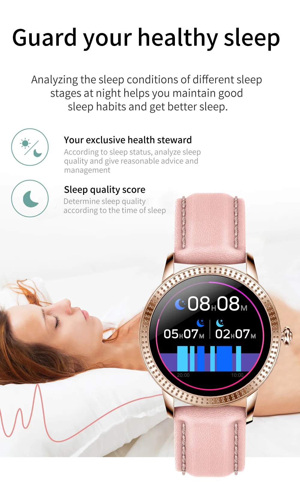Montre Connectée Femme Avec Appel Bluetooth,Fréquence-Podometre
