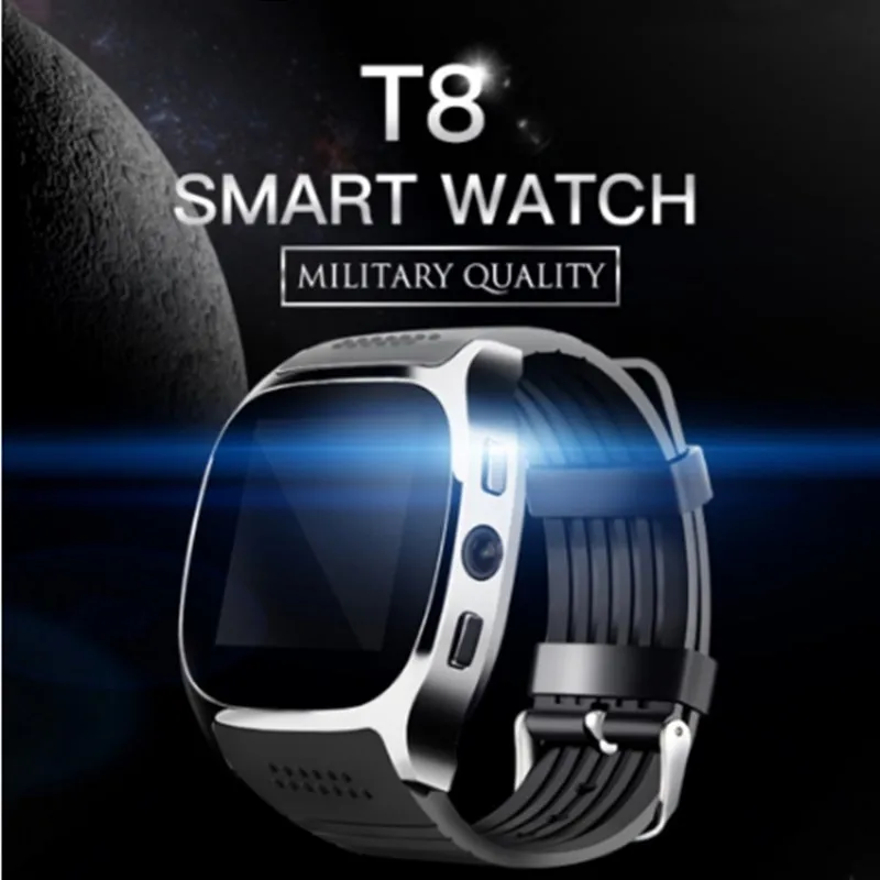 

Relojes inteligentes Bluetooth T8 compatible con tarjeta SIM TF con cámara Sync llamada digital mensaje hombres mujeres regalo r