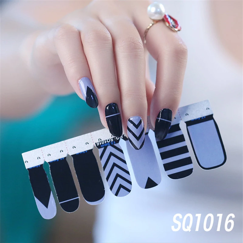 SQ1016 14 стикеров/листов, корейская мода, цветные наклейки для ногтей, французские накладки для ногтей, наклейки для лака для ногтей, японское искусство для ногтей, предварительно спроектированные, Прямая поставка - Цвет: SQ1016