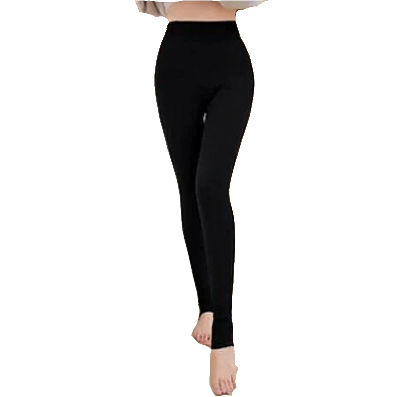 black 160g Модные женские теплые бархатные вязаные плотные леггинсы для девочек; супер эластичные брюки; зимние леггинсы с высокой талией; плотные бархатные однотонные леггинсы - Цвет: black 160g