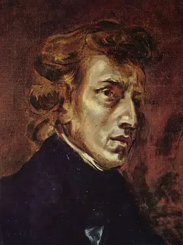 

2 Hand Painted Art Paintings by College Teachers - Frederic Chopin Romantic portrait Eugène Delacroix - Oil Painting on Canvas