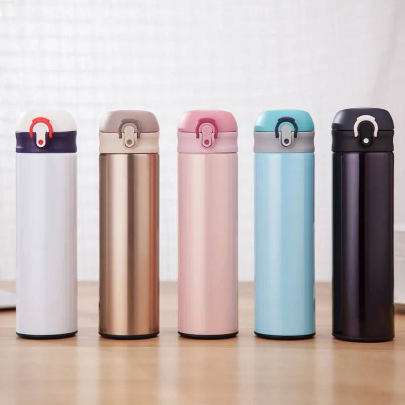 

Portable 500ml Thermos Mug With Strainer Bounce Cover Stainless Steel Vacuum Flasks Insulation Cup Leak-Proof Tumbler Thermocup