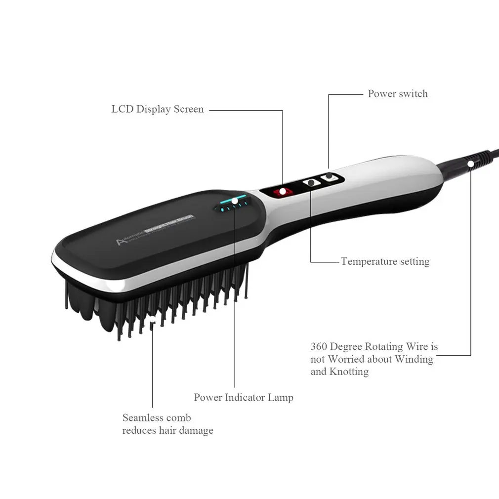 Negative Ion Digital Display Hair Brush Artifact Negative Ion Hair Straightener Electrical Straight Hair Comb