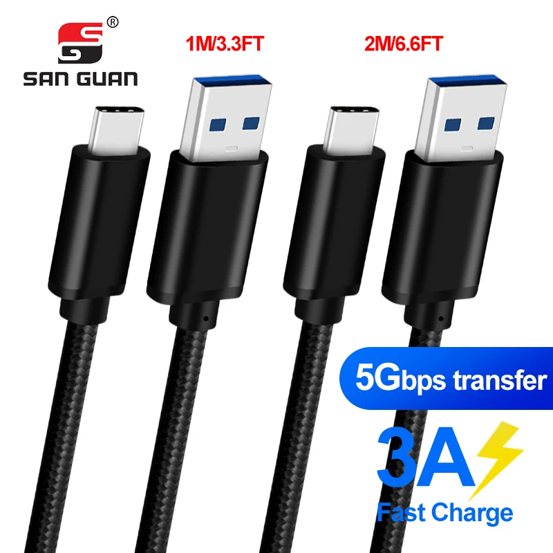 2 комплекта кабелей USB C QC 3 0 Быстрая зарядка 3A 1 м для huawei samsung Xiaomi Redmi Note 7 кабели