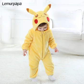 

Anime Baby Onesie Boy Girl Romper Pika Onesie Newborn Winter Warm Clothes Rompers Infant Cute Zipper Kid Party Costume