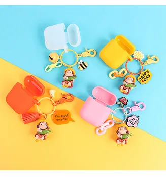 

For AirPods Case AirPods 2 Case cute cartoon funny Key Ring Silicone Headphones Cases for Apple Air Pods 2 Protect Cover