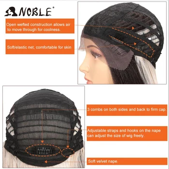 Noble Hair Wigs For Black Women Straight Synthetic Lace Front Hair 38 Inch Ombre Lace Front Wig Cosplay Blonde Lace Front Wig 6