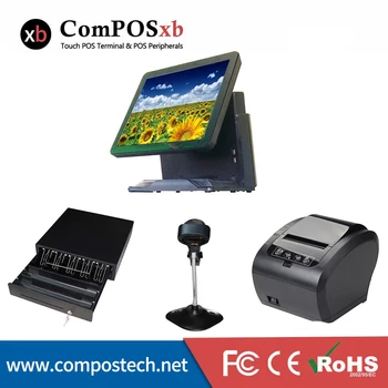 

Professional cash register machine 15 inch capacitive touch screen POS system with cash drawer /80mm printer and scanner