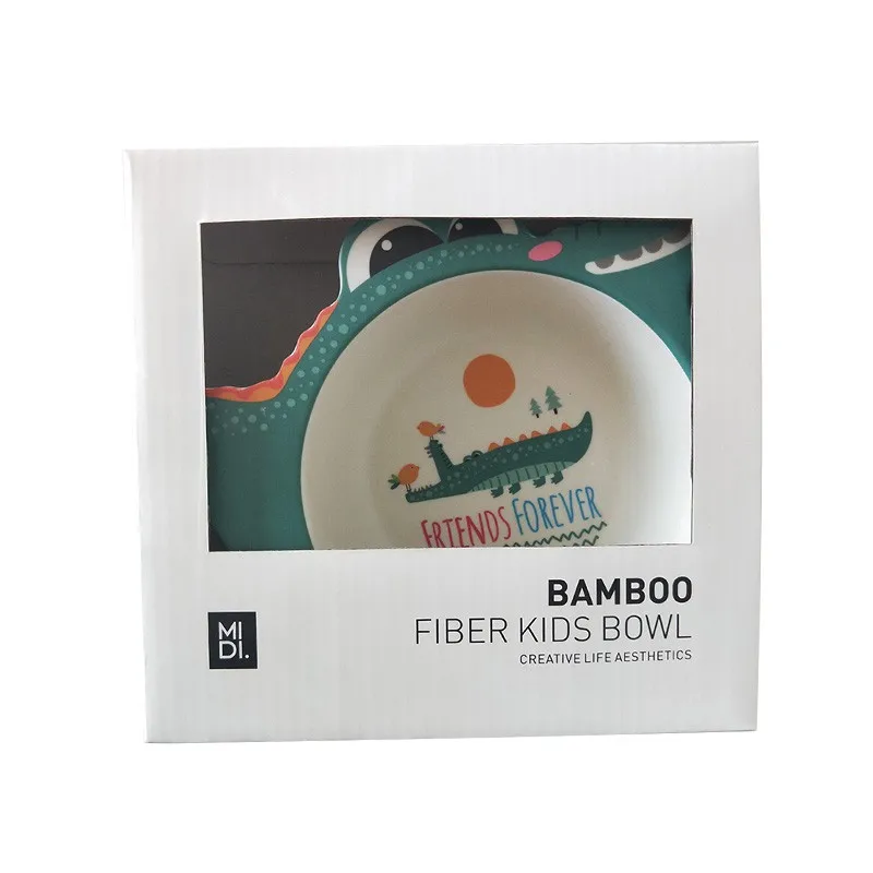 Children's bowl bamboo fiber bowl animal pattern cute cartoon baby tableware with box kids bowls