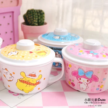 

Cartoon Student Noodle Bowl With Handle Food Container Rice Bowl Soup Bowls Instant Noodle Bowl With Lid With Handle