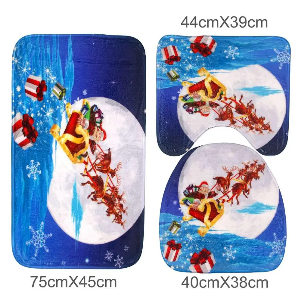 Santa Claus and elk Коврик Санта-Клаус, набор для ванной, рождественские украшения для дома, Navidad, рождественские вечерние принадлежности, подарок на год - Цвет: Santa Claus and elk