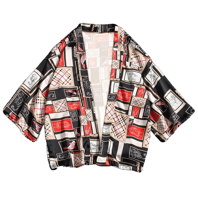 

Summer Port Wind Hip Hop Printing Short-sleeved Shirt Male Plus Fat XL Loose Seven-point Sleeves on Clothes Sleeves Shirt 50CS