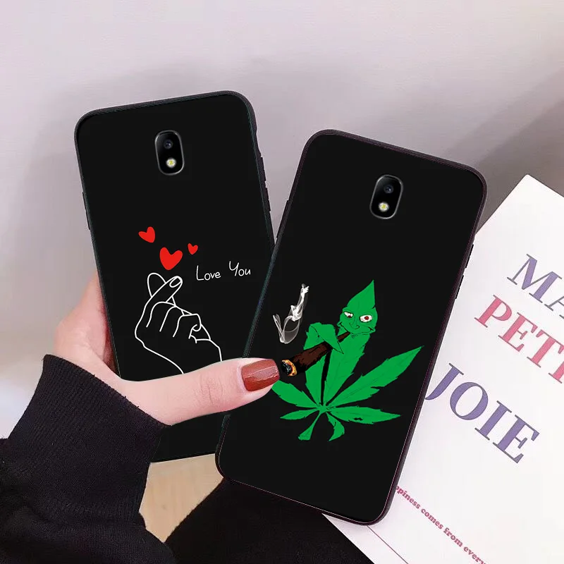 

For Samsung J2 J4 Core Leaf Black TPU Case J2J4J5J7 Prime Back Cases Galaxy J3J5J7 2017 Bumper Shell J2Pro J250F J4 J6Plus 2018