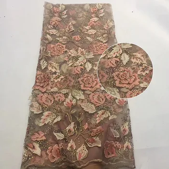 

Peach African Swiss Voile Lace Fabric High Quality French Tulle Lace Fabric 2020 Nigerian Net Lace Guipure Embroidery Fabric