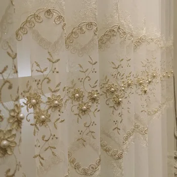 

Customization European Style Curtains for Living Room Bedroom Simple High-end Embroidered Window Screen Tulle