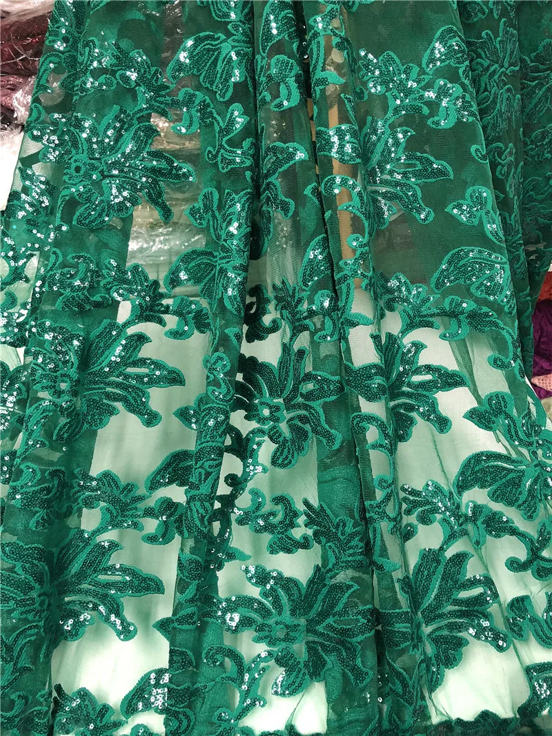 

African Lace Fabric Sequins 2020 High Quality Embroidered Tulle Lace Material Wedding Decoration SU-52502