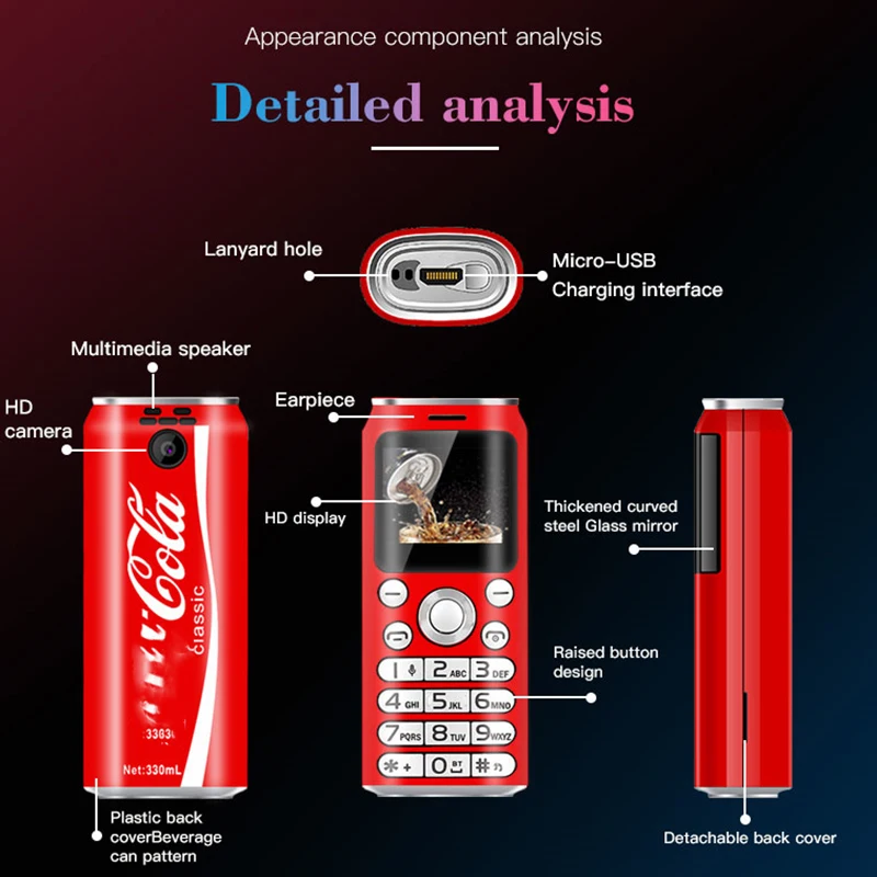 Милый карманный мини мобильный телефон SATREND K8 1,0 дюймов cola форма телефон MP3 Bluetooth dialer вызов запись маленький мобильный телефон