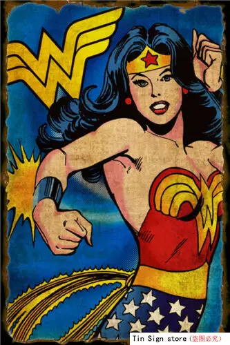 Wonder Woman Marvel Comics tin metal sign funky home decor