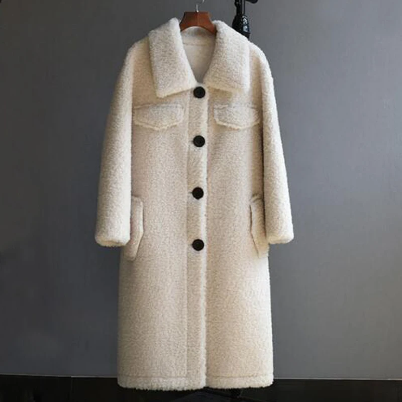

Winter New Granular wool sheep shearing coat women thick fur size is big Merino Sheep wool jacket factory coat ksr697
