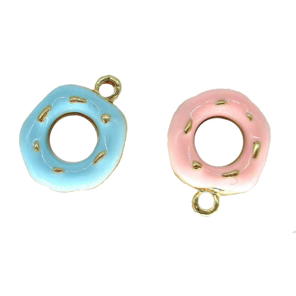 10pcs Fashion jewelry make accessories enamel donut Doughnut charms for Earrings Necklace pendant handmade DIY material