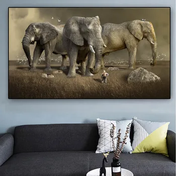 

1 Piece Poster Canvas Painting Animal Print Elephant Wall Art Wall Pictures For Living Room Cuadros Home Decoration Unframed