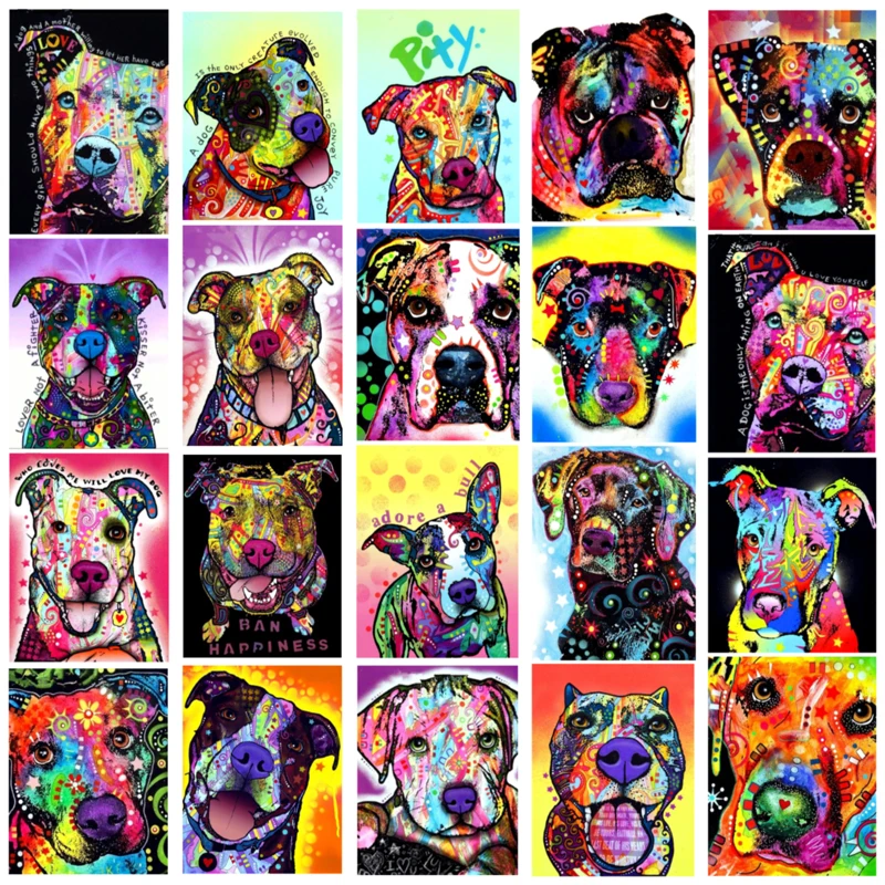 

5d Diy Diamond Painting Cartoon Dogs Diamond Embroidery Colorful Dog Mosaic Rhinestone Handcrafts Cross Stitch Patterns Wall Art