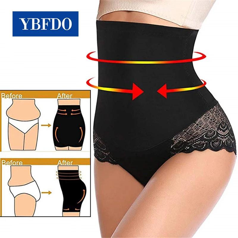 

YBFDO High Waist Butt Lifter Tummy Control Panty Sexy Booty Lifter Ladies' Cotton Slim Control Body Shaper Lace Floral Briefs