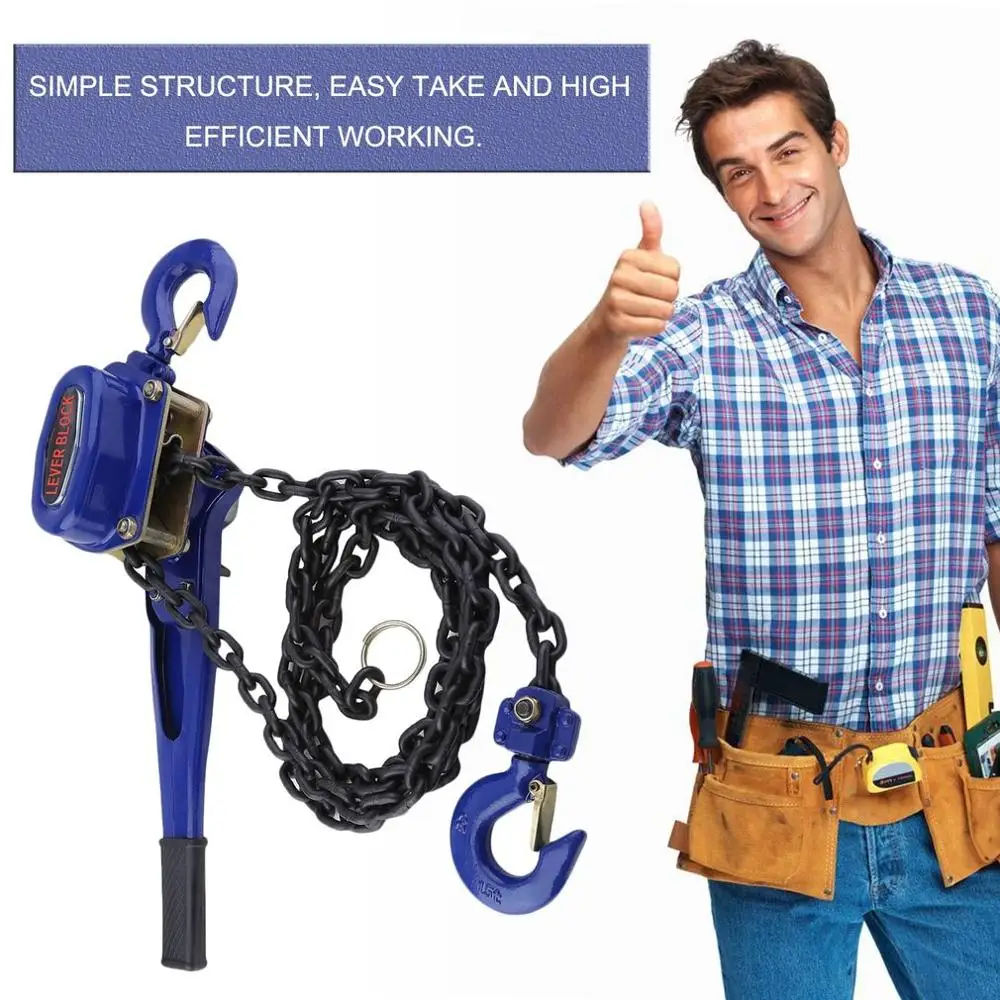 

Compact Manual Lever Block Crane Lifting Sling Tool Hand Chain Hoist Ratchet Hoist Pulley Pulling Force 1.5T