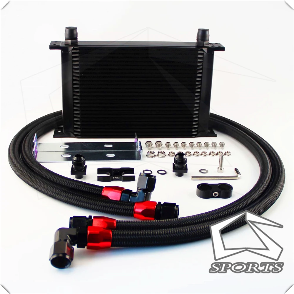 ^Cheap 25 Row 248mm AN10 British Oil Cooler Kit w/ Brackets Fits For BMW E36 Euro E82 E9X 135/335 E46 M3 E90 E92 Black/Silver