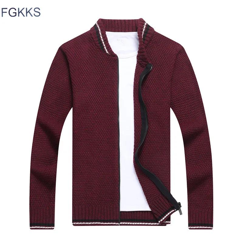 

FGKKS Brand Men Sweaters Autumn Men's Fashion Casual Wild Solid Color Sweaters Male Zipper Cardigan Sweater Tops
