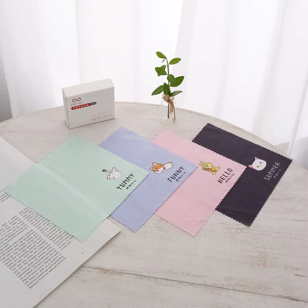 Eyeglass Cleaning Cloth 4Pcs/Set Animal Pattern For Sunglasses Microfiber Camera Computer Cleaning
